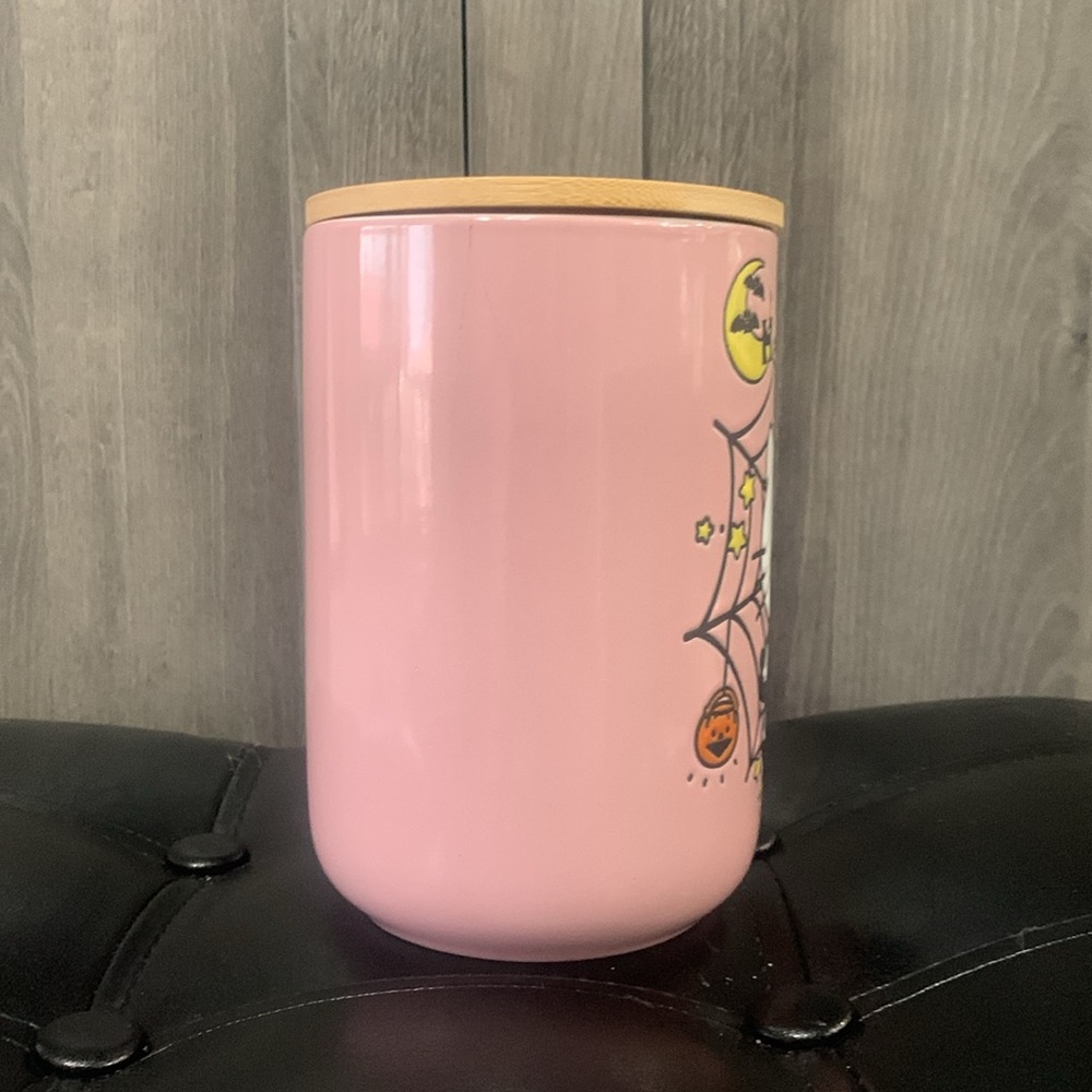 New Hello Kitty Pink Skeleton Halloween Ceramic Canister Cookie Snack Candy Jar - Picture 3 of 9